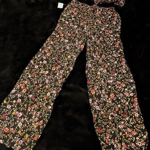 Two piece crop top and pants.